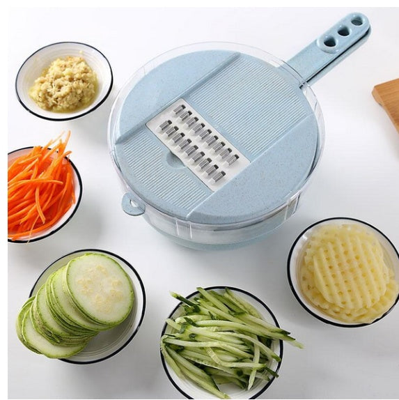 125 8-in-1 Mandoline with Built-in Colander, Vegetable Slicer, and Potato Peeler