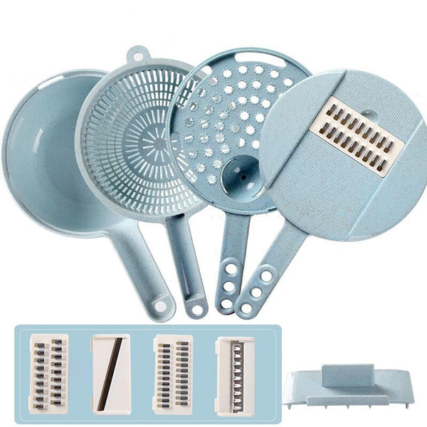 Mandoline 8 en 1 avec passoire intégrée et 4 lames