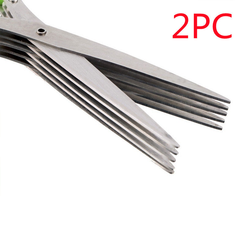Multilayer multifunctional scallion scissors, stainless steel onion knife, herb, seaweed, and spice scissors, kitchen scissors