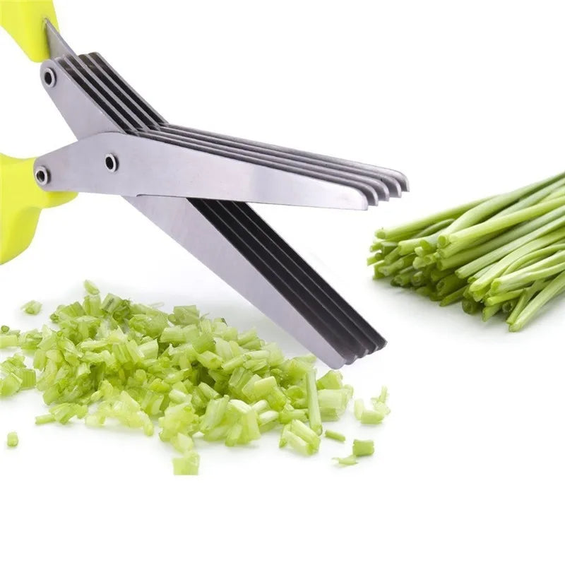 Ciseaux à oignons verts multifonctionnels multicouches, couteau à oignons en acier inoxydable, ciseaux à herbes, algues et épices, ciseaux de cuisine