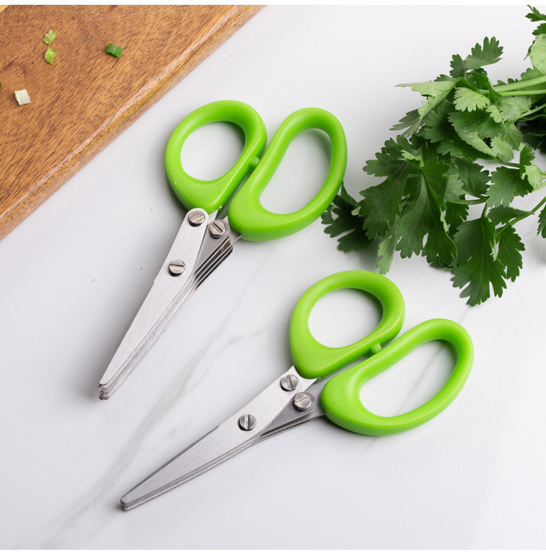 Ciseaux à oignons verts multifonctionnels multicouches, couteau à oignons en acier inoxydable, ciseaux à herbes, algues et épices, ciseaux de cuisine