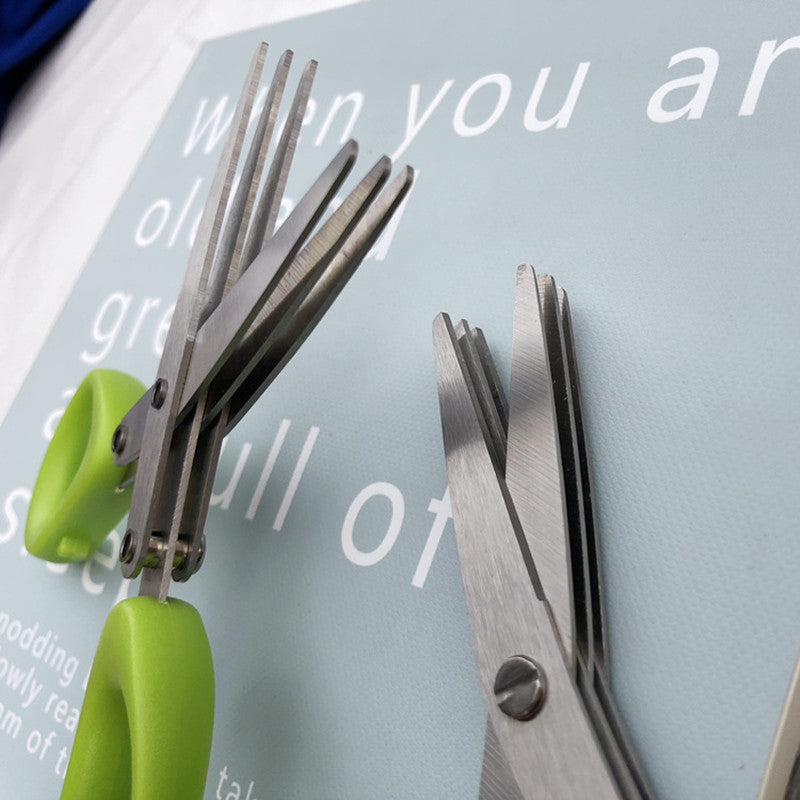 Multilayer multifunctional scallion scissors, stainless steel onion knife, herb, seaweed, and spice scissors, kitchen scissors