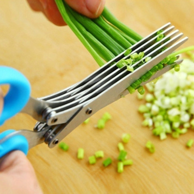 Ciseaux à oignons verts multifonctionnels multicouches, couteau à oignons en acier inoxydable, ciseaux à herbes, algues et épices, ciseaux de cuisine